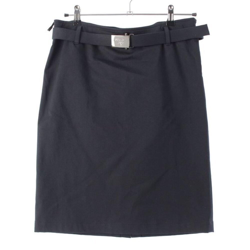 Prada Logo Belt Skirt Knee Length Navy 42 - Picture 1 of 10